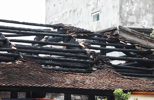 Hiện trường vụ cháy lớn tại Chùa Vẽ 300 năm tuổi ở Bắc Giang
