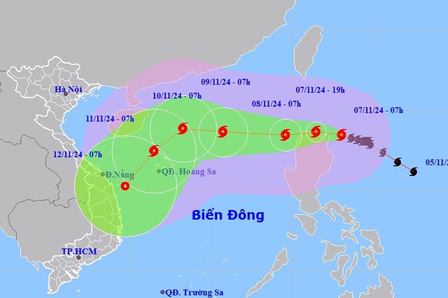 BÃO YINXING giật trên cấp 17 hướng vào Biển Đông